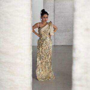 Glamorous One-Shoulder Gold Sequin Dress